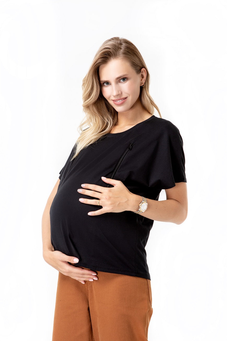 Zip Up Maternity/Nursing T-Shirt
