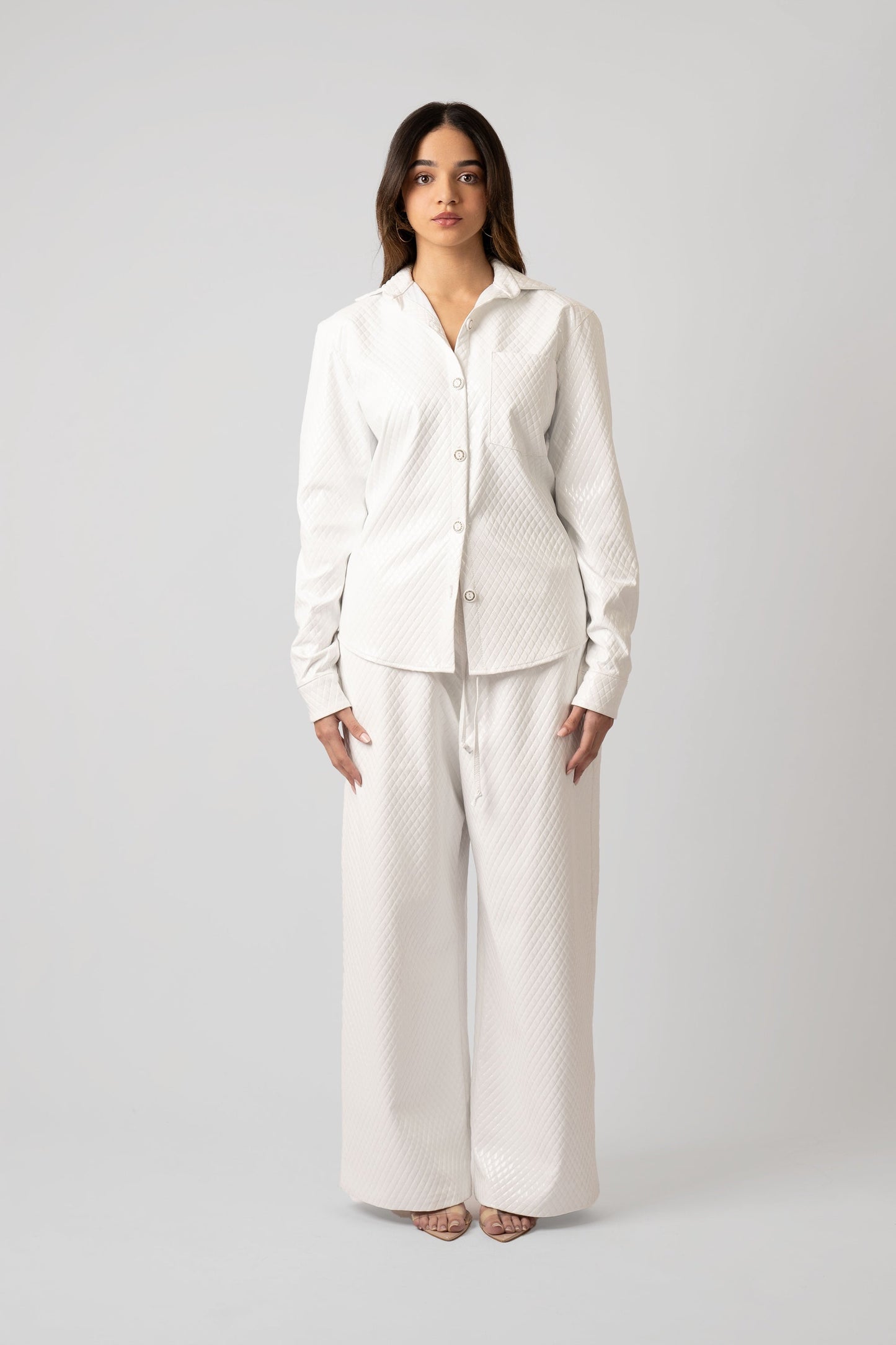 Celeste Quilted Vegan Leather Button-Up