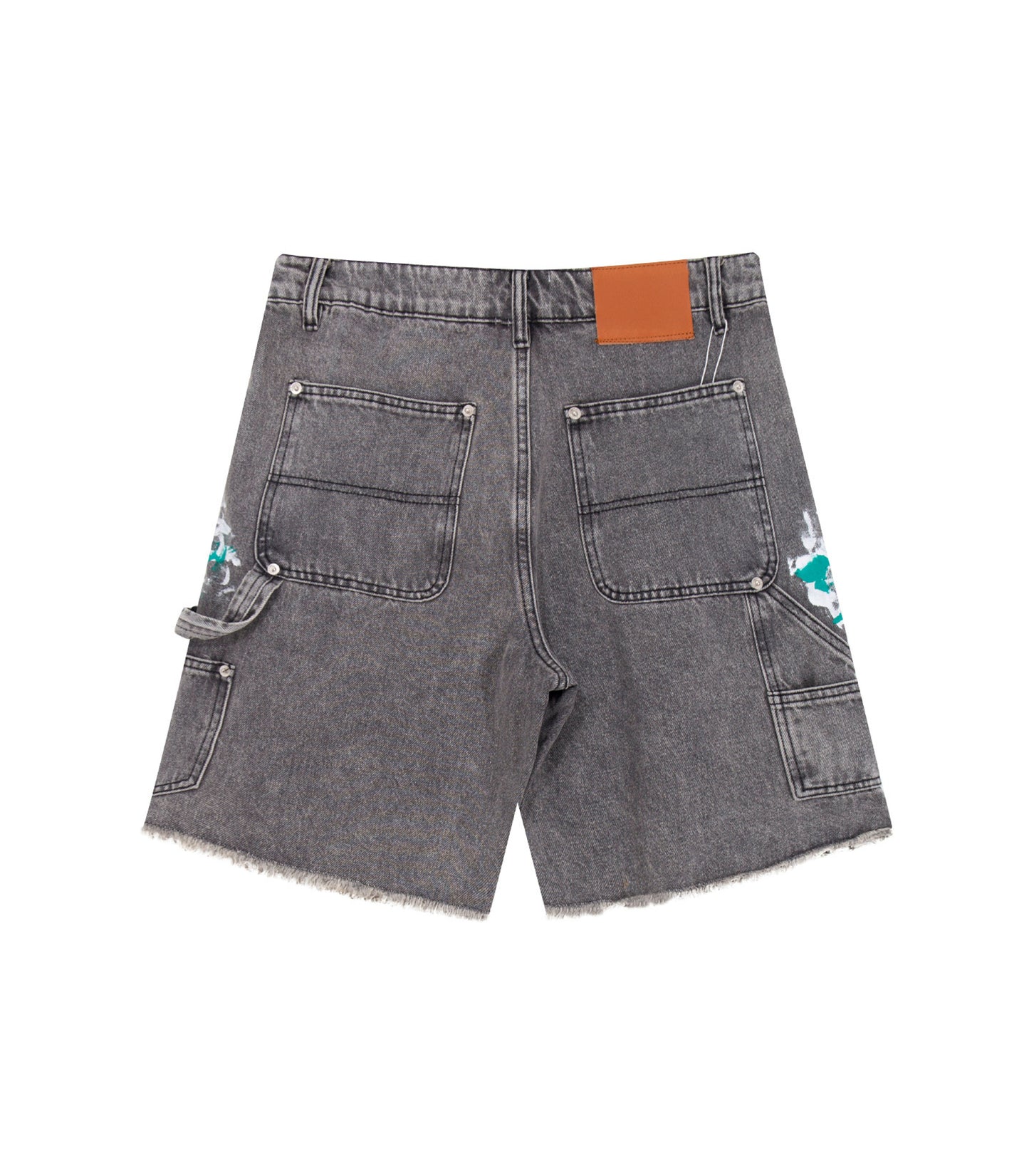GREY SPLIT PAINTERS SHORTS