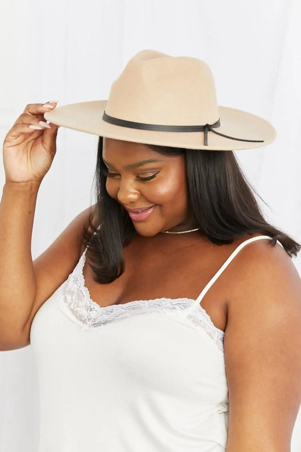 Trendsi Fame fedora hat with leather detail