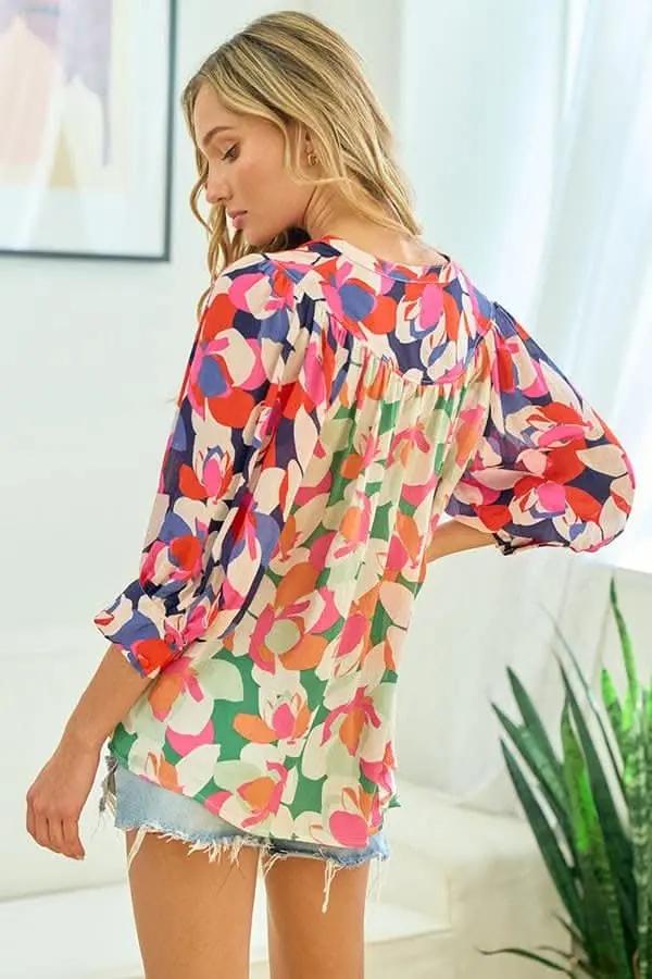 Trendsi Floral Satin Shirt Women's Button Down Top - Soft & Stylish