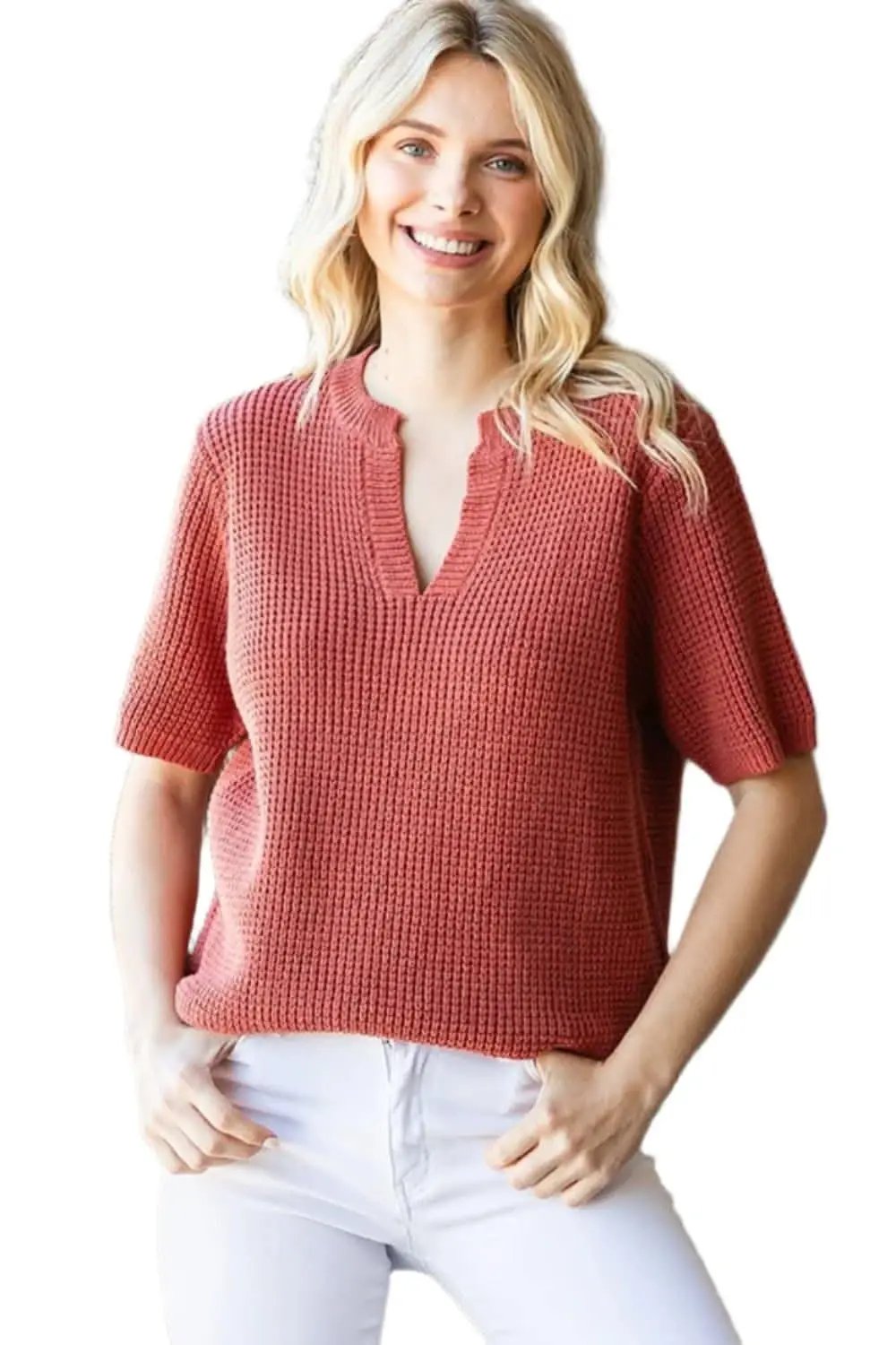 Trendsi Knit Top Women's Casual Wear Short Sleeve Top Soft, Comfy