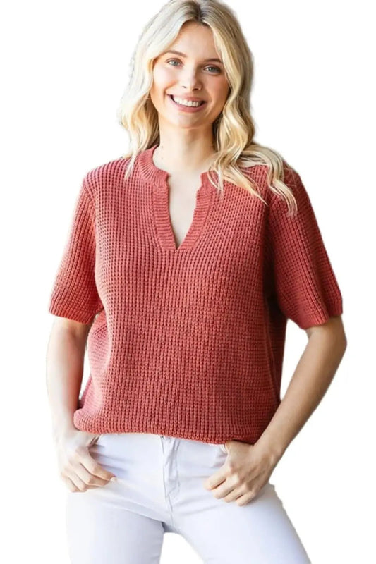 Trendsi Knit Top Women's Casual Wear Short Sleeve Top Soft, Comfy