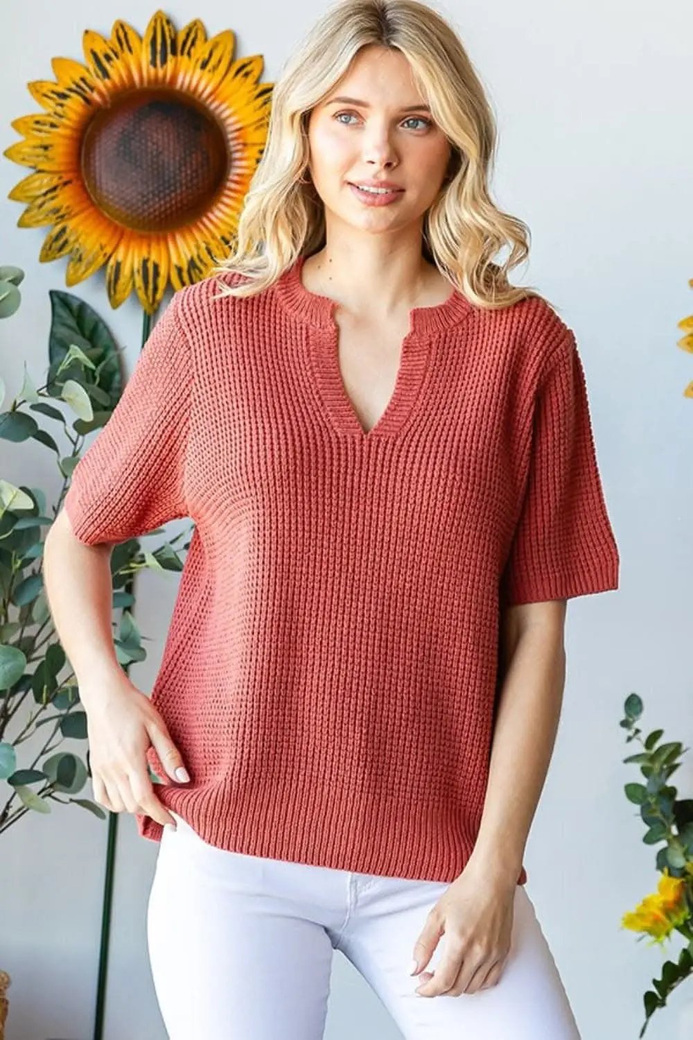 Trendsi Knit Top Women's Casual Wear Short Sleeve Top Soft, Comfy