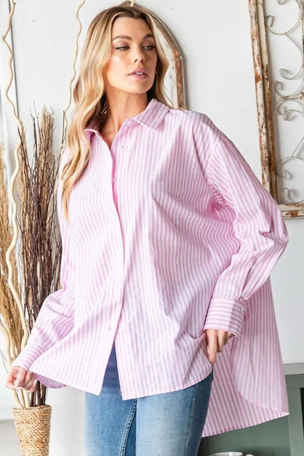 Trendsi Striped Button Down Women's Casual Shirt - Lightweight, TikTok Style