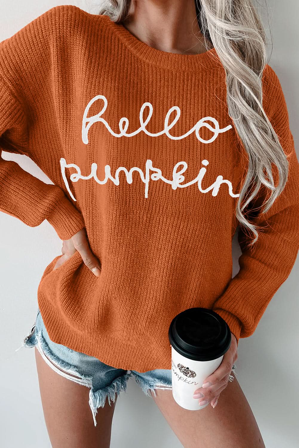 Love Salve Pumpkin Sweater Women's Fall Graphic Daily Wear Top - Soft, Casual