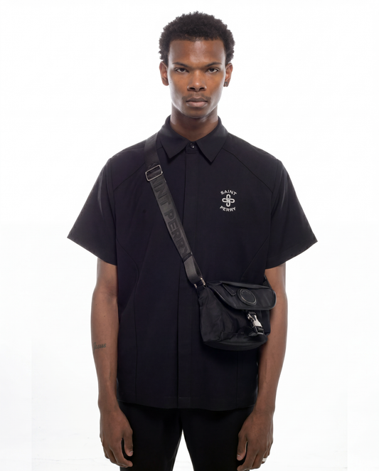 Re-Nylon and Calf leather shoulder bag