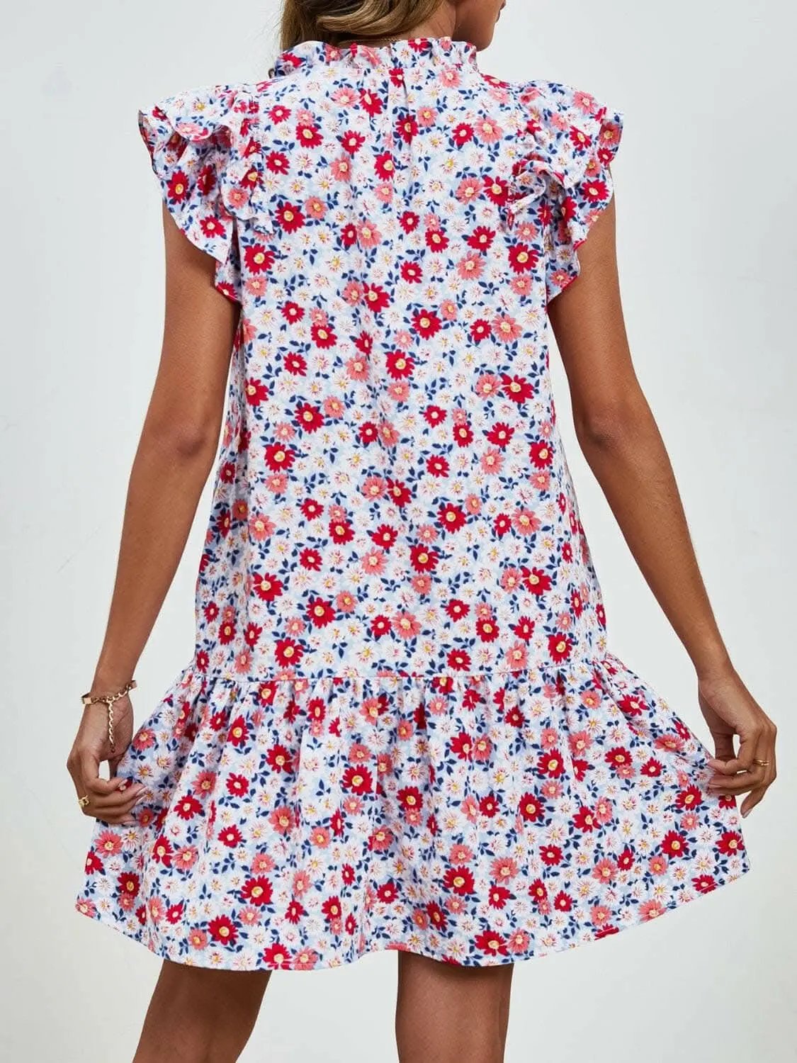 Trendsi swimwear - Floral Cap Sleeve Mini Dress