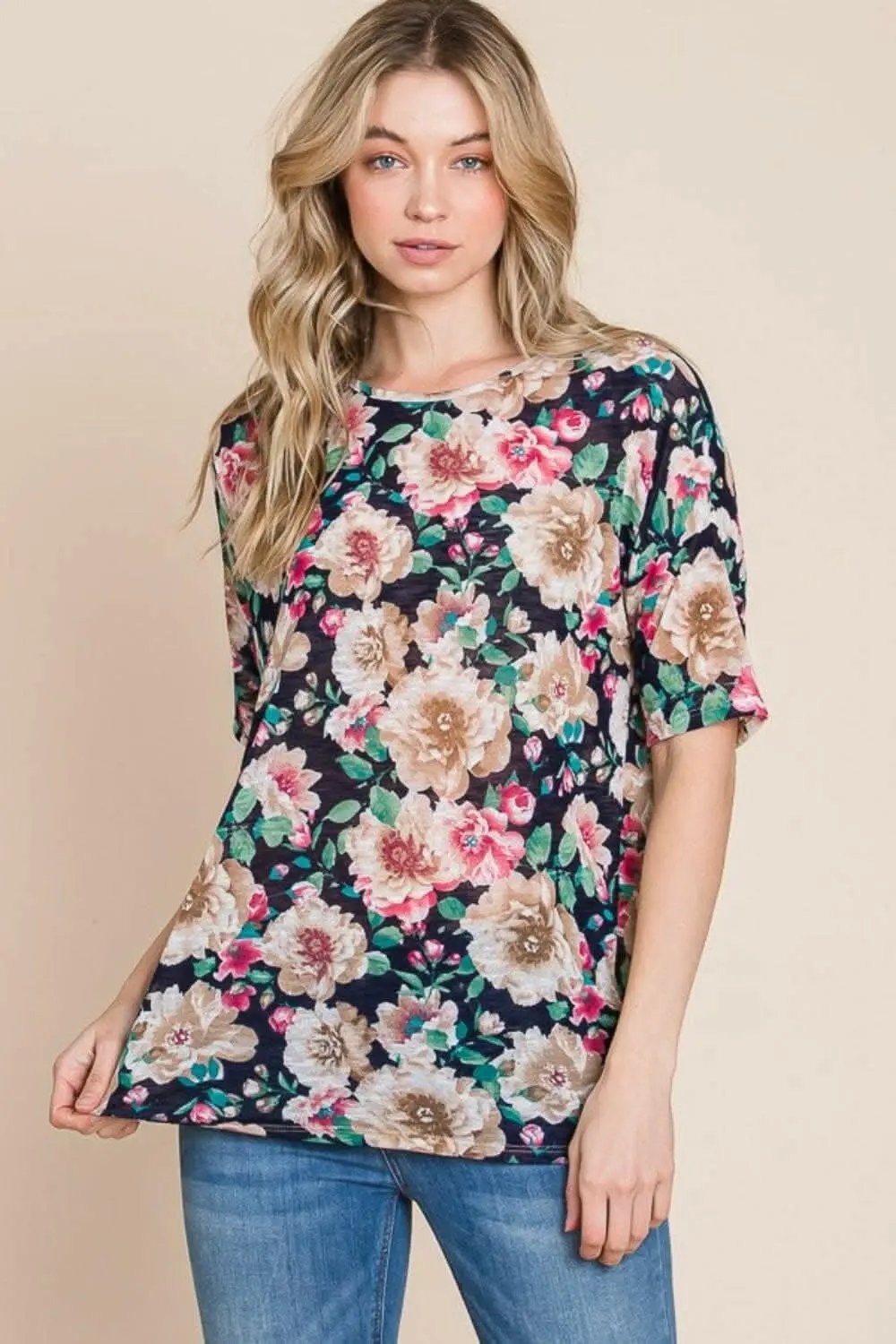 Trendsi just arrived - Floral Charm Round Neck Tee by BOMBOM