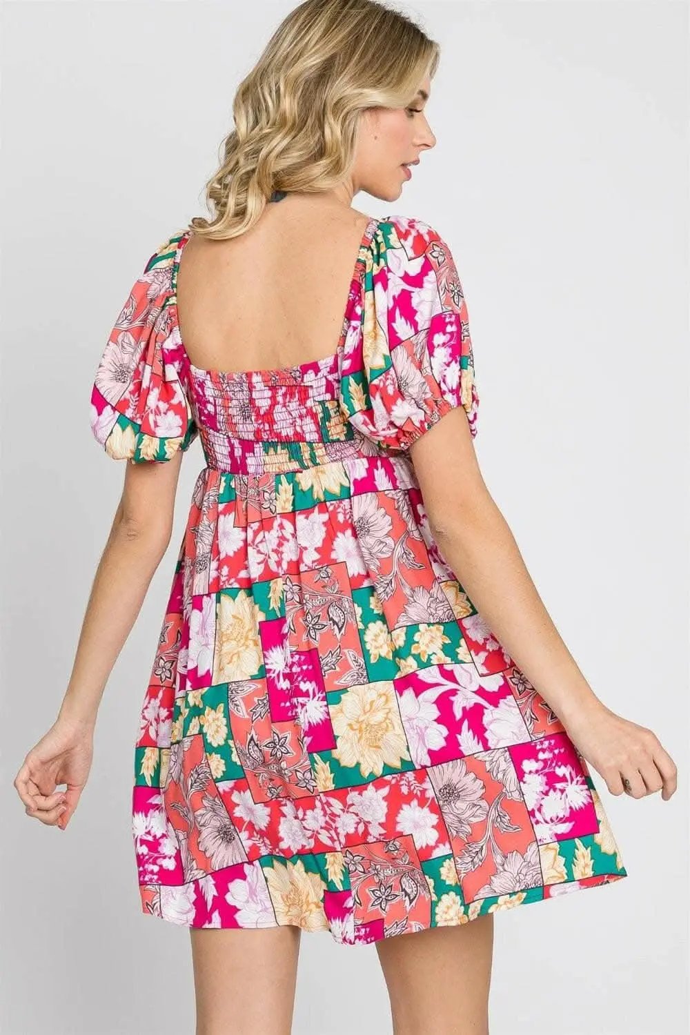 Trendsi usa - Floral Charm Ruffle Sleeve Mini Dress