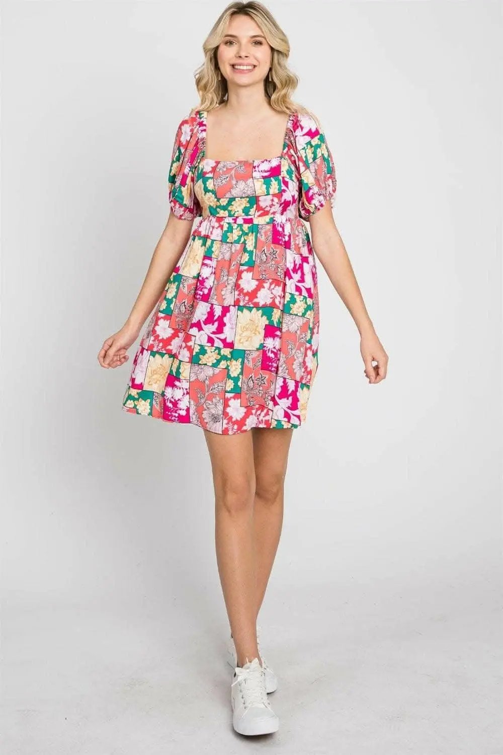 Trendsi usa - Floral Charm Ruffle Sleeve Mini Dress