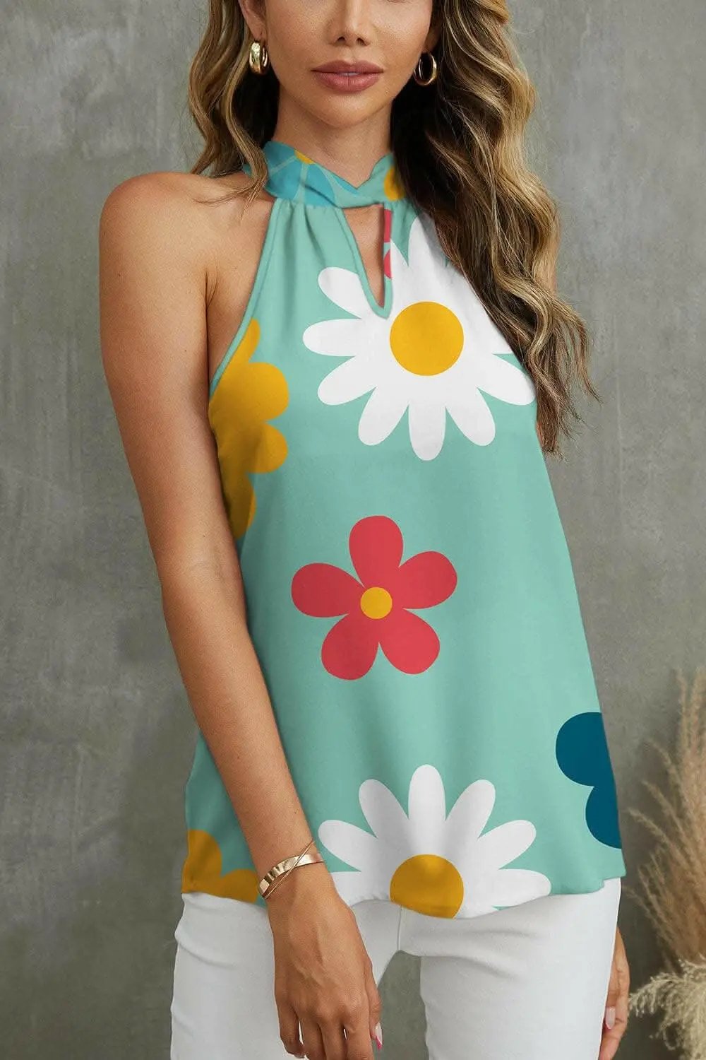Trendsi just arrived - Floral Grecian neck tank top