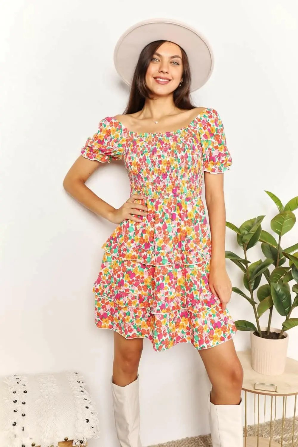 Trendsi TIKTOK - Floral flounce sleeve mini dress