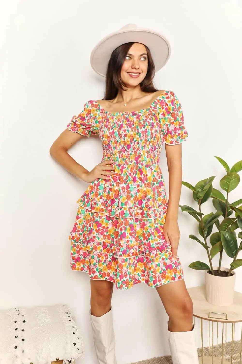 Trendsi TIKTOK - Floral flounce sleeve mini dress