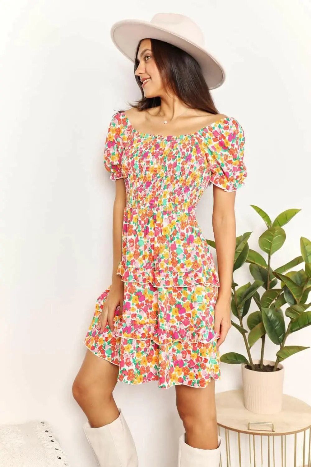 Trendsi TIKTOK - Floral flounce sleeve mini dress