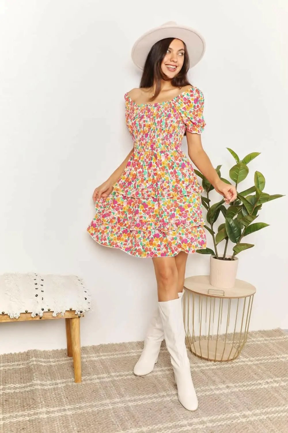 Trendsi TIKTOK - Floral flounce sleeve mini dress