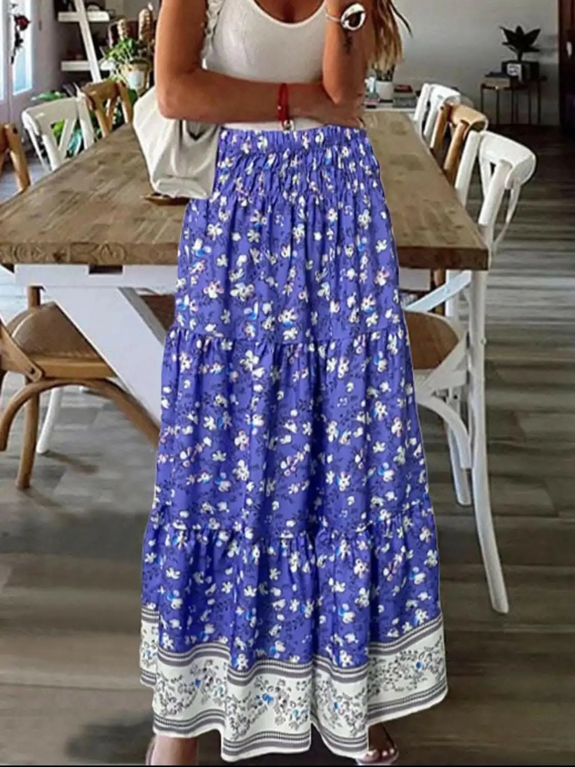 Trendsi just arrived - Floral midi skirt with elastic waist