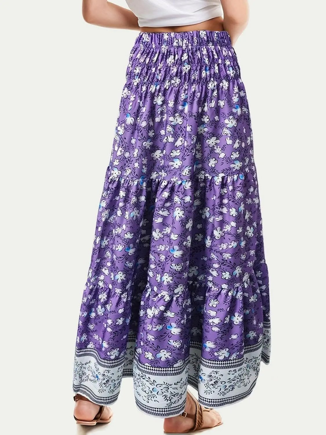 Trendsi just arrived - Floral midi skirt with elastic waist
