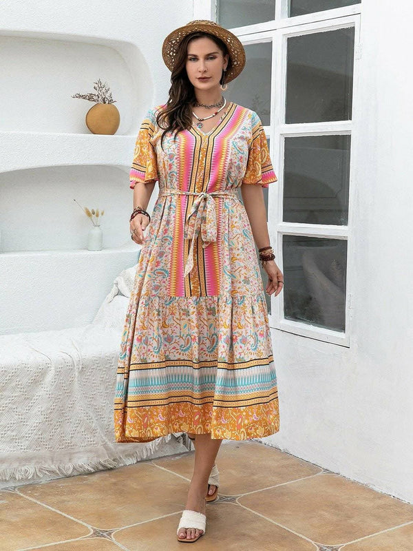 Maxi Dress - Plus Size Flowy - Floral Elegant