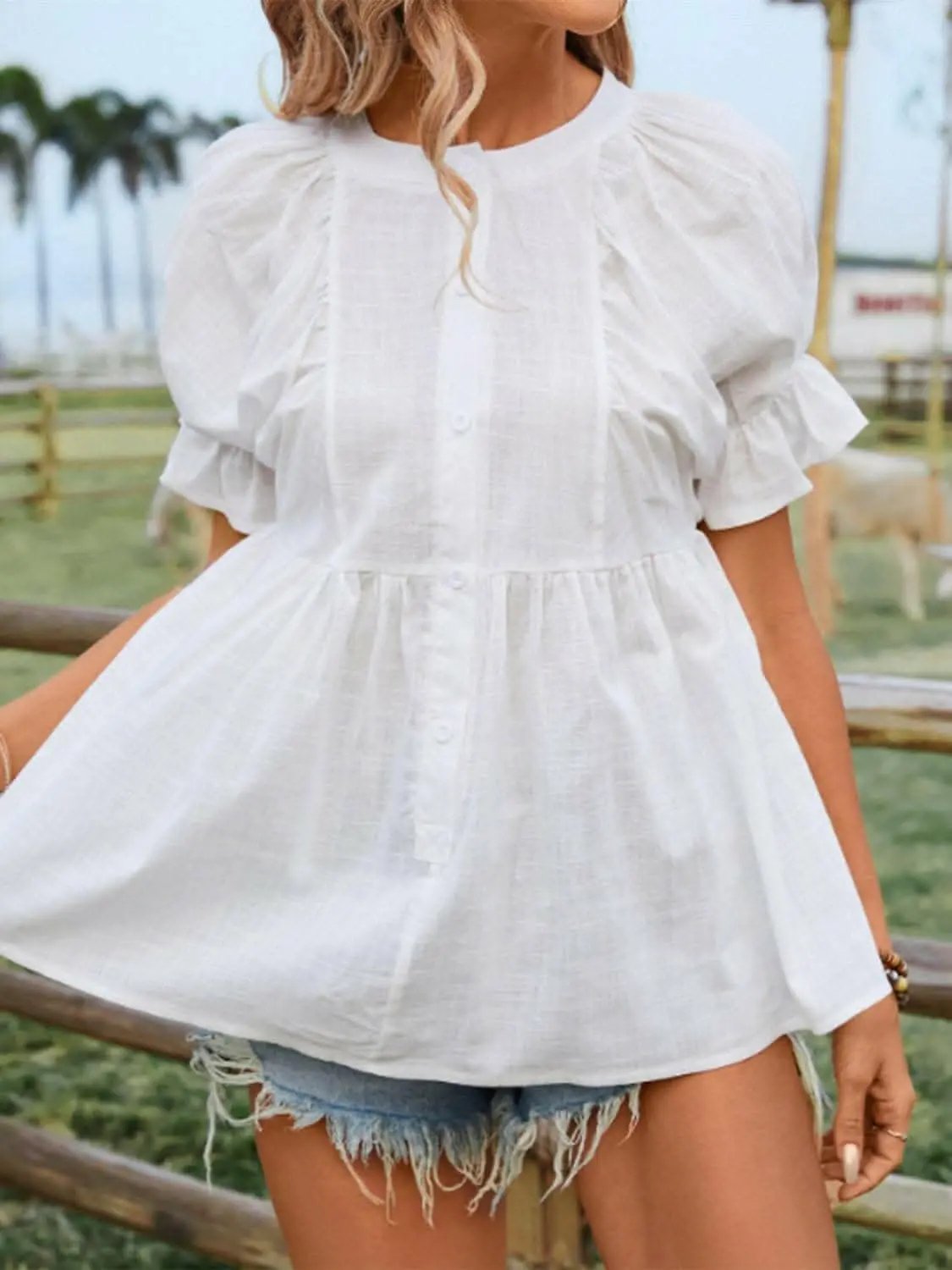 Trendsi just arrived - Flouncy sheer peplum blouse