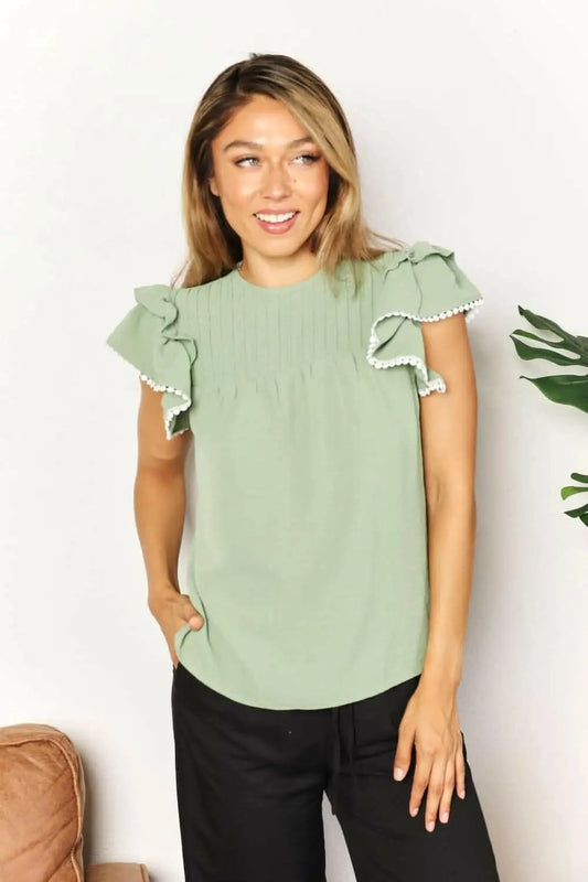 Trendsi TIKTOK - Fluttering pleated blouse - chic style