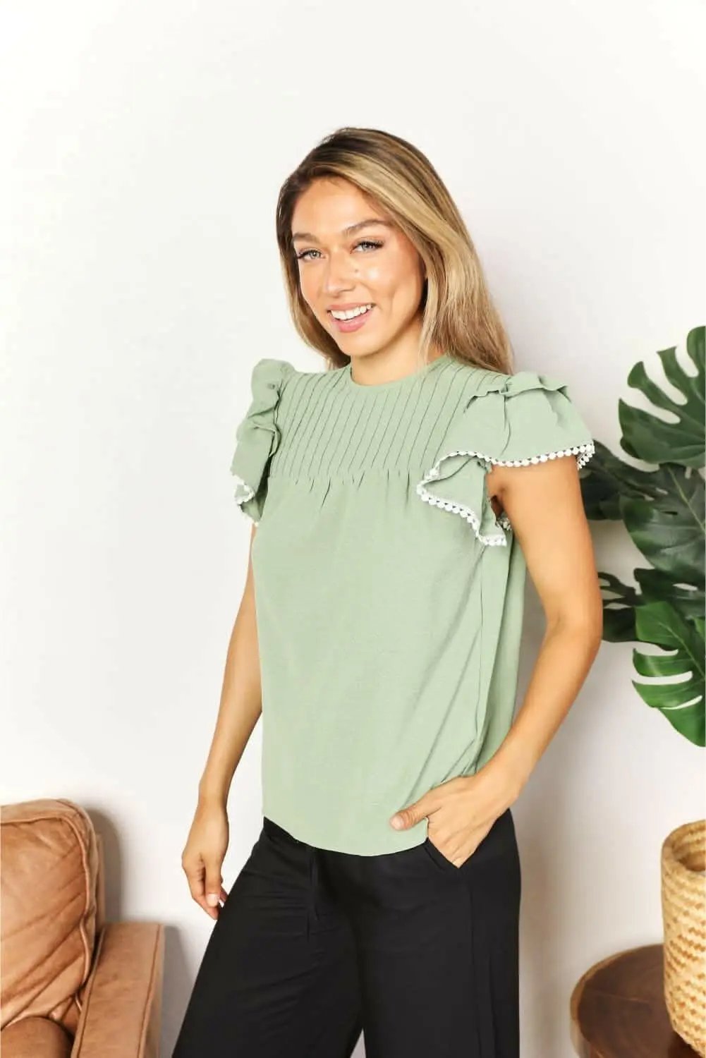 Trendsi TIKTOK - Fluttering pleated blouse - chic style