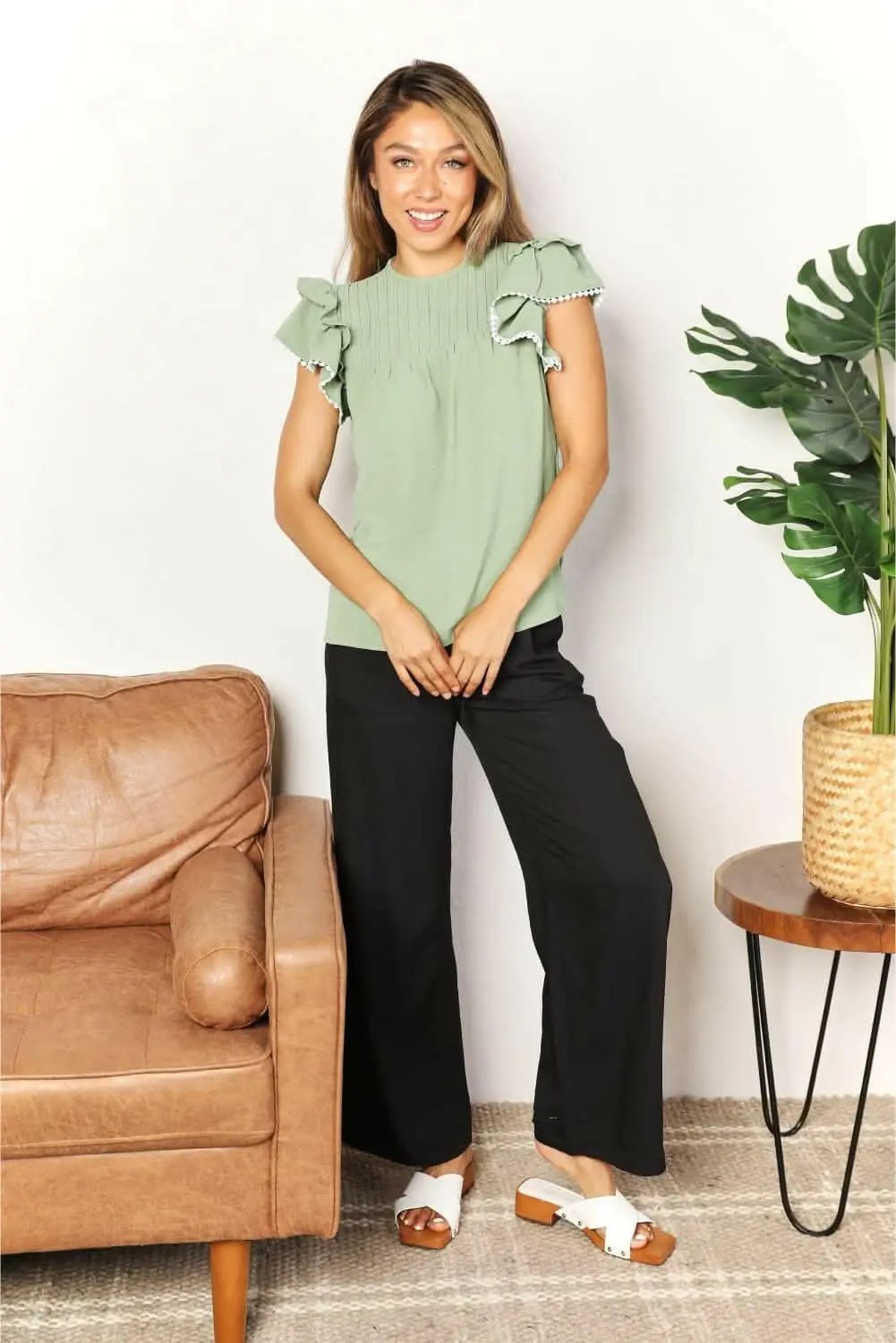 Trendsi TIKTOK - Fluttering pleated blouse - chic style