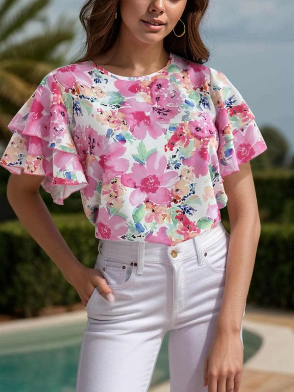 Trendsi just arrived - Flutter sleeve sheer blouse