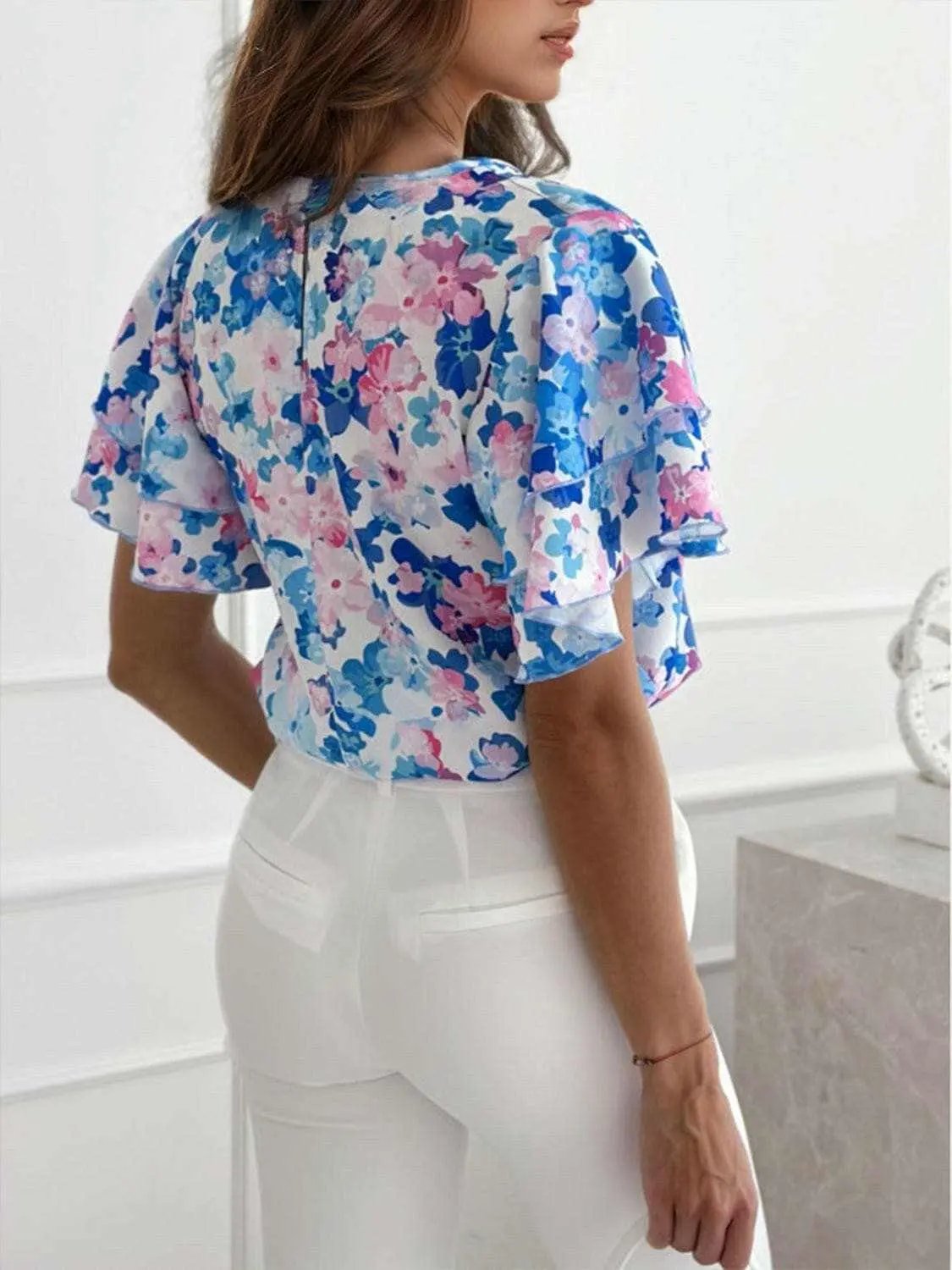 Trendsi just arrived - Flutter sleeve sheer blouse