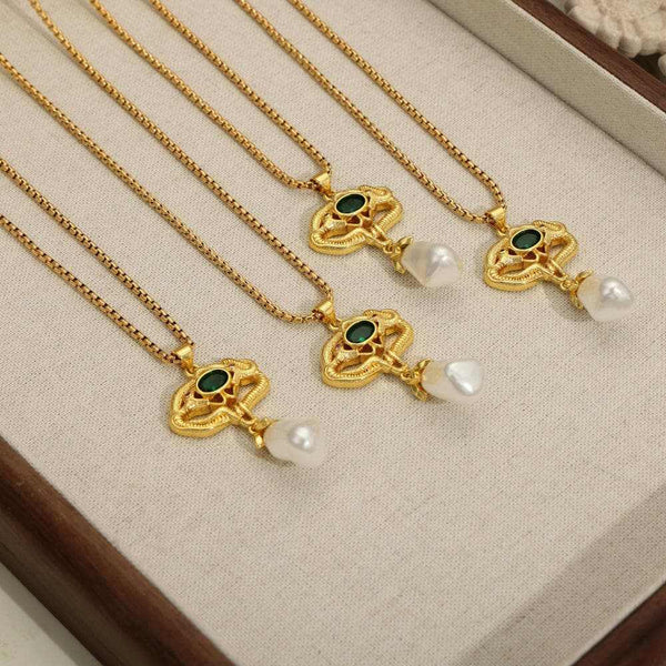 Trendsi Necklaces - Freshwater pearl geometric necklace