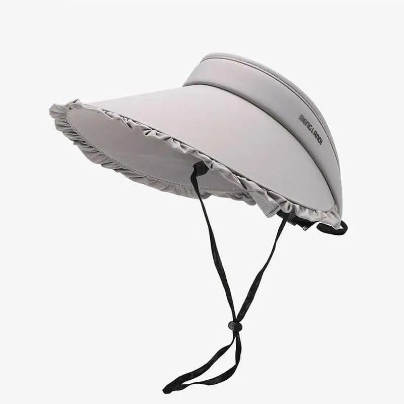 Trendsi Frilled Ice Silk Sun Hat Women's Outdoor Adjustable Visor