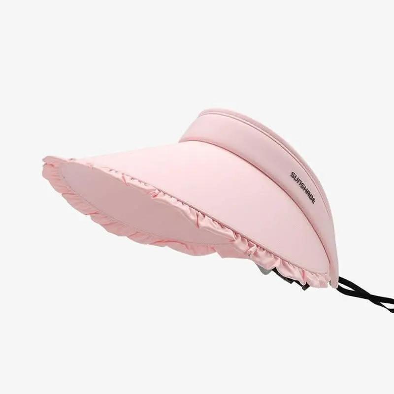 Trendsi Frilled Ice Silk Sun Hat Women's Outdoor Adjustable Visor