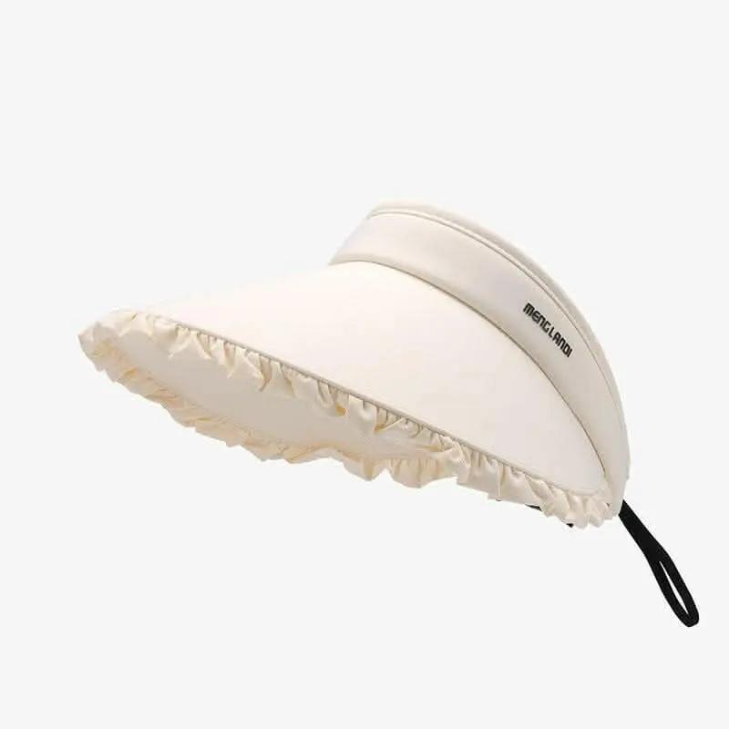 Trendsi Frilled Ice Silk Sun Hat Women's Outdoor Adjustable Visor
