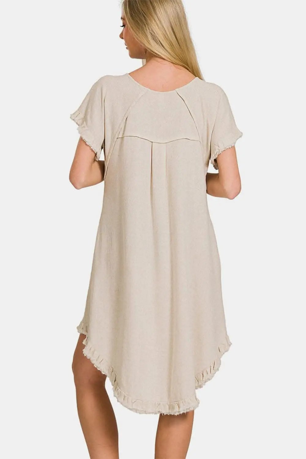 Trendsi Fringe High-Low Dress with Pockets for Effortless