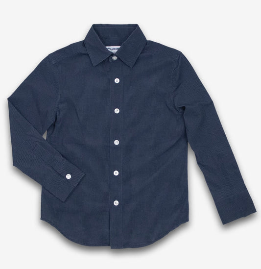 Appaman - Standard Stretch Shirt, Navy Grey Houndstooth