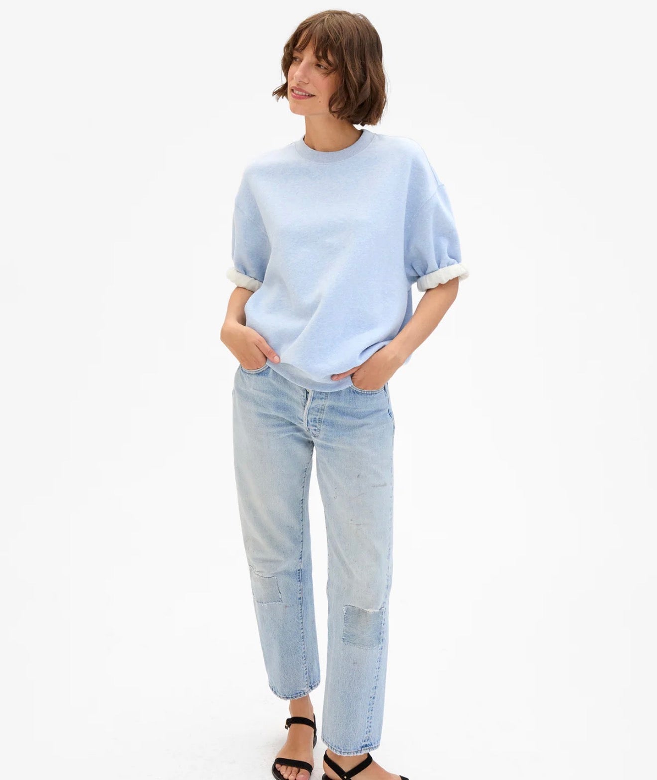 Clare V Short Sleeve Oversized Sweatshirt