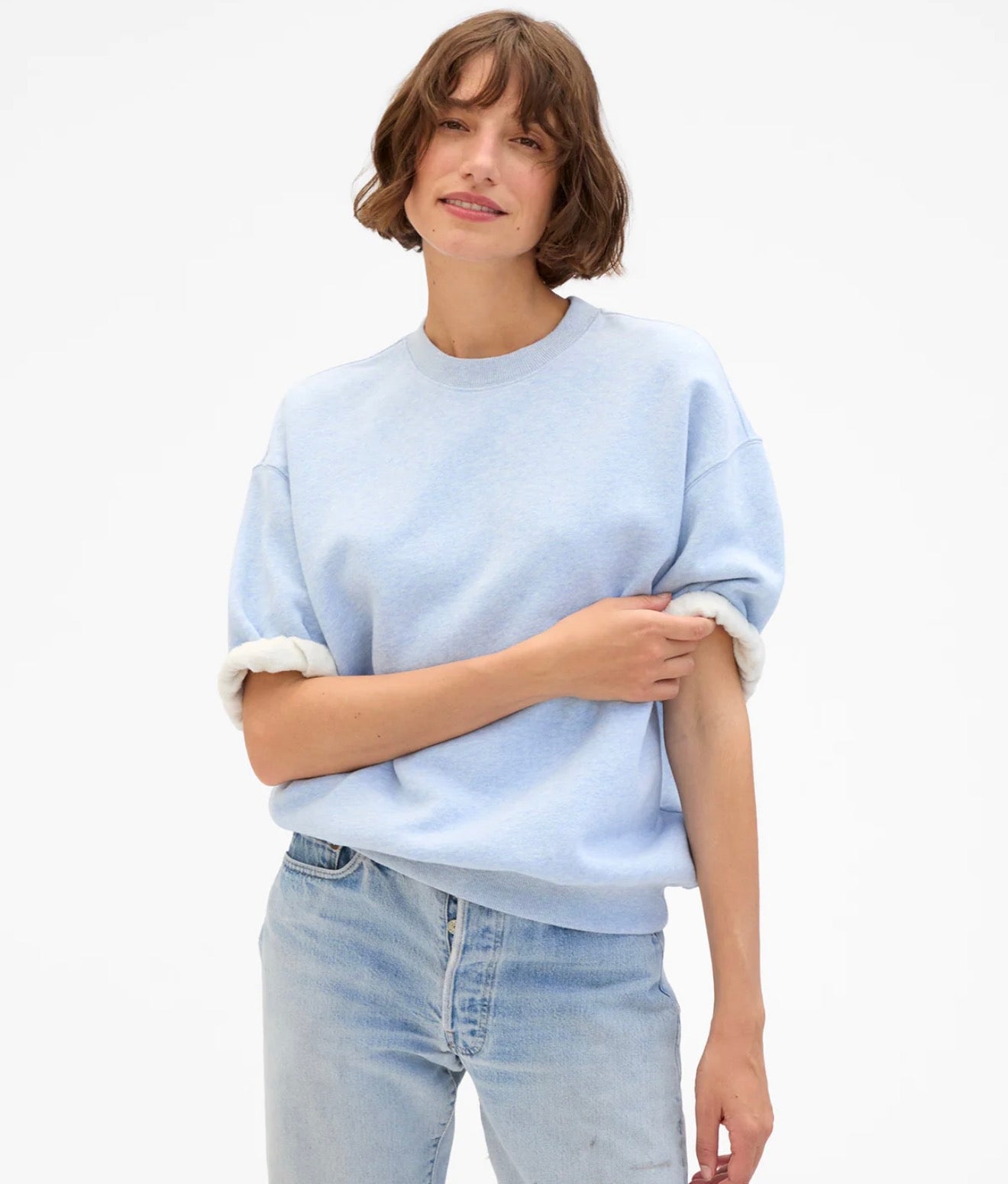 Clare V Short Sleeve Oversized Sweatshirt