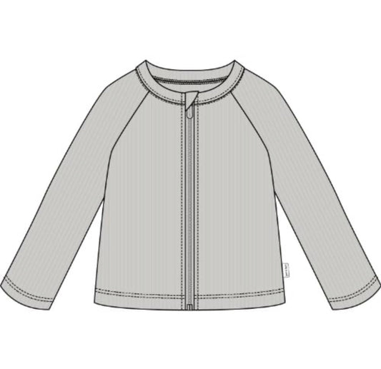 Petite Lem - Long Sleeve Knit Rashguard, Light Grey