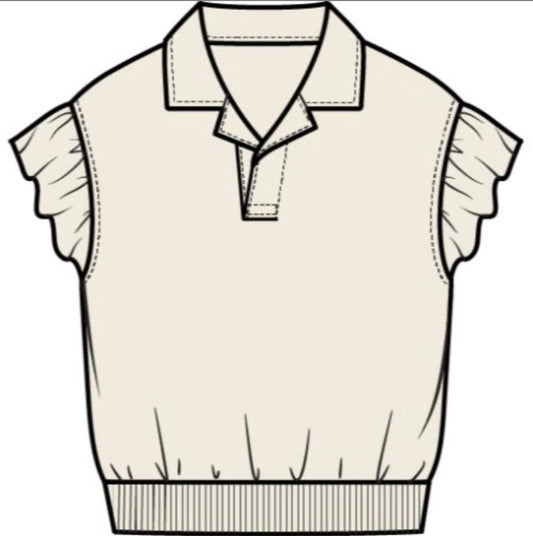 Miles The Label - Short Sleeve Polo Top & Knit Shorts, Off White