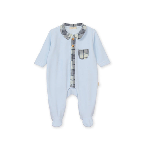 Baby GI - Forest Folk Velour Footie (Front Opening), Blue