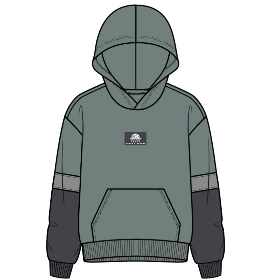 Miles The Label - Long Sleeve Color Block Hoodie & Pants, Green Dusty