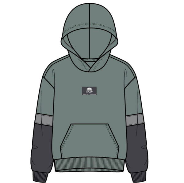 Miles The Label - Long Sleeve Color Block Hoodie & Pants, Green Dusty