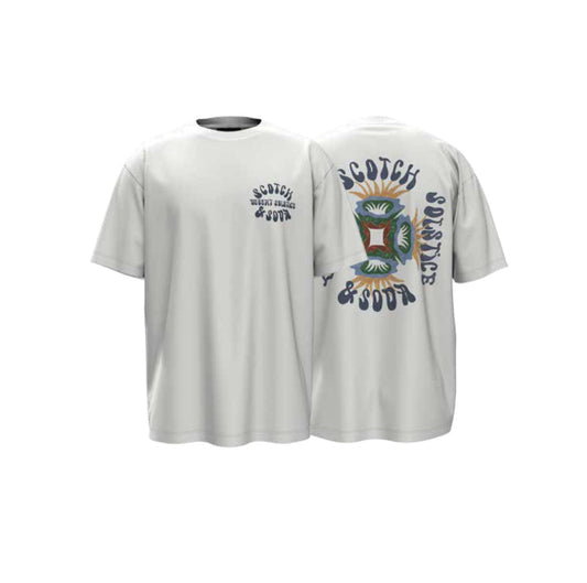 Scotch & Soda - Front and Back Artwork Relaxed Fit T-Shirt, Bright White