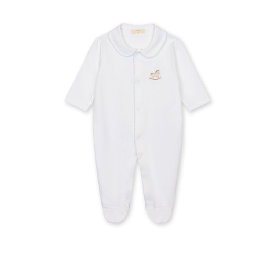 Baby GI - Rocking Horse Footie, White & Blue