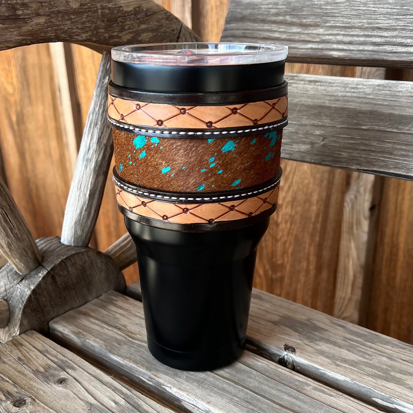 Black Tumbler with Leather Cuff