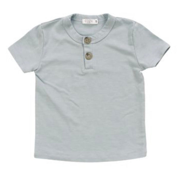 COZII - Short Sleeve Henley Top, White