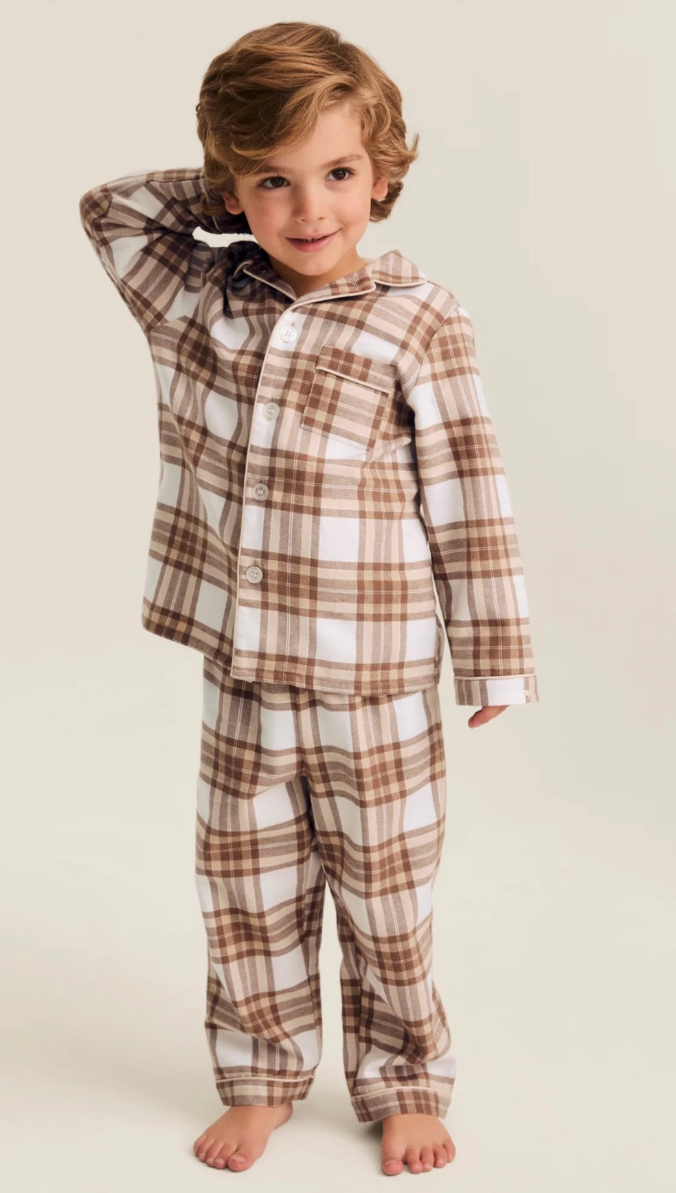 Petite Plume - Kid's Brushed Twill Pajama Set in Cotswolds Tartan