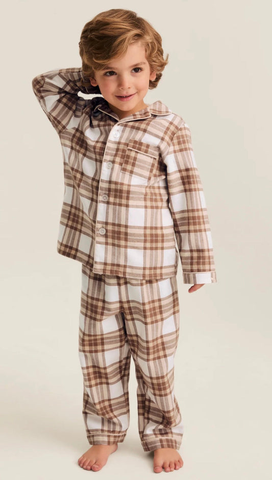 Petite Plume - Kid's Brushed Twill Pajama Set in Cotswolds Tartan