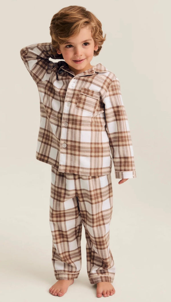 Petite Plume - Kid's Brushed Twill Pajama Set in Cotswolds Tartan