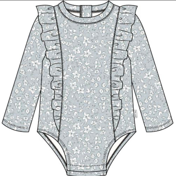 Petite Lem - 1 Pc Knit Swim Suit, Light Blue